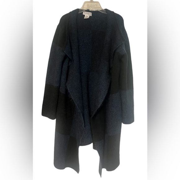 North Style Color Block Long Line Open Front Fuzzy Duster Cardigan Sweater M - Picture 6 of 13